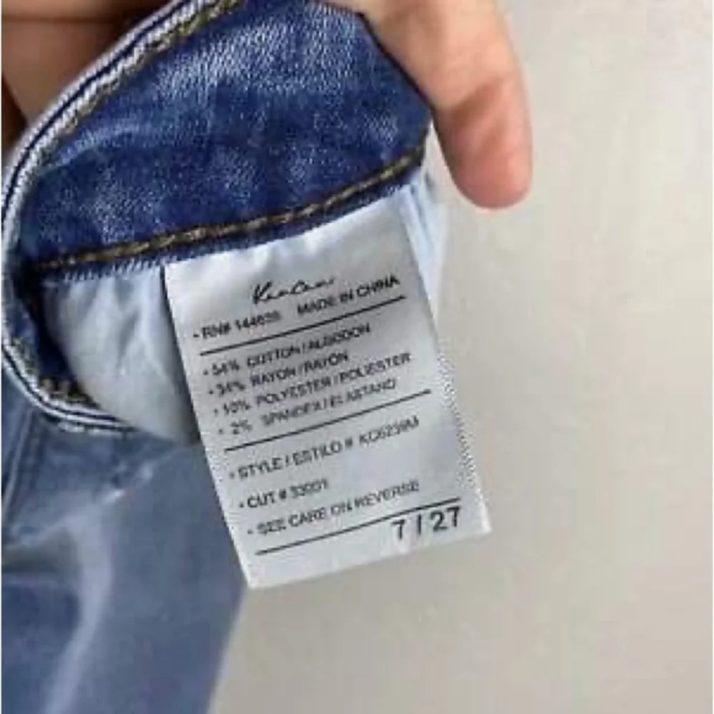 Kancan Ankle Skinny Mid Rise Jeans Women's Frayed Blue Denim 7/27 - Picture 3 of 3